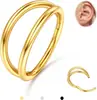 Anel de Nariz em Liga de Titânio F136 com Coração Dupla Camada Cravejado com Diamantes, Piercing Personalizado para Lóbulo da Orelha, Argola Aberta Simples para Nariz