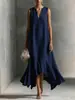 Vestido Feminino Elegante Slimming de Gola V Profunda Sem Mangas com Bainha Irregular - Moda Cruzada Europeia e Americana Amazon 2026
