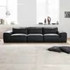 Sofá de Couro Arranhado Gato Touro Preto Grande Sala de Estar Apartamento Pequeno Arte em Couro Simples Moderno Fileira Reta Bloco de Tofu Sofá Preto Madeira