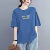Camiseta de Verano para Mujer Talla Grande Estilo Coreano, de Manga Corta, Holgada, Adelgazante y que Cubre la Piel