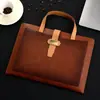 Maletín A4 Transfronterizo, Maletín de Negocios, Bolso Portátil de Cuero para Documentos, Bolsa para Almacenamiento de Documentos de Contrato, Personalizable con Logo