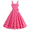 L Fábrica de Comércio Exterior Fonte Transfronteiriça Roupas Femininas Sexy Alça Fina Tomara-que-caia Estampa de Bolinhas Babado Linha A Grande Rodado Vestido