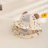 Sombrero de Verano Nuevo Estilo Coreano Chenjing Kidsren Panda Lindo Lunares Sombrero de Pescador Malla Transpirable Sombrero Cubeta para Niños y Niñas