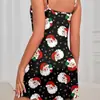 Camisola de Noche Estampada Transfronteriza Europea y Americana para Mujer, Vestido Corto Camisola Sexy sin Espalda para Mujer, Vestido Casual Cómodo para Casa