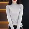 Nuevo Suéter de Punto para Mujer 2024 Color Sólido Otoño/Invierno Cuello Alto Medio Manga Larga Estilo Coreano Suéter de Punto Pullover para Mujer