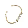 Pulsera de Cadena Figaro Chapada en Oro de 18 Quilates Estilo Europeo y Americano Transfronteriza, Pulsera Cubana con Placa de Identificación Grabada Vintage, Joyería Unisex