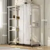 Guarda-roupa para uso doméstico no quarto, guarda-roupa simples para moradia alugada, armário de armazenamento durável, guarda-roupa de metal montado econômico