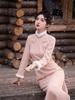 2026 Otoño e Invierno Nuevo Estilo Moda Joven Hilo de Plumas Forro Polar Manga Larga Mejorado Elegante Dulce Diario Vestido Qipao Efecto Adelgazante