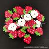Botões de madeira de morango pintado dos desenhos animados DIY de madeira vermelho morango artesanal costura decorativa fivela 50 por pacote