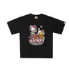 Camiseta de Manga Corta Holgada con Estampado de Letras Milo Estilo Nuevo Pe X Hellokitty25 para Hombre y Mujer 260g