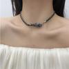 Europeu e Americano Completo Diamante Preto e Branco Cadeia de Osso de Cobra Hot Girl Doce Cool Pescoço Anel Gargantilha Cadeia de Pescoço Colar de Corrente