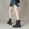 Botines plisados retro, nueva colección otoño/invierno para mujer, botas Martin de suela gruesa, botines de punta redonda con detalle de hebilla y botas de montar