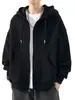 Sudadera cárdigan para hombre, sudadera con capucha de otoño, ropa de color liso, forrada de polar, con cremallera, corte holgado, camiseta deportiva para hombre de otoño e invierno