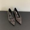 Zapatos de Commuter Retro de Punta Fina con Tacón Grueso y Boca Baja para Mujer 2025 Otoño Nuevo Diseño Versátiles de Gamuza