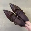 Versión de Cuero Suave~Zapatos de Salón Mary Jane de Punta Fina Estilo Retro Francés con Tacón Grueso de Corte Bajo para Mujer, Versátiles para el Trabajo, con Una Sola Correa, Tacones Altos