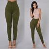 Calças Skinny de Cintura Alta, Ajuste Slim, Elásticas, Cor Sólida, 2021 Moda Europeia e Americana, Cor Doce em Estoque