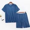 [Seda de gelo líquida] pijama masculino ultrafino conjunto de pijama camiseta de manga curta sem costura shorts calça