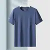 Camiseta de verano de manga corta de malla de seda helada para hombre, cuello redondo, fina, holgada, transpirable, de media manga, talla grande