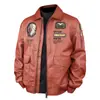 Chaqueta de Cuero Bordada para Hombre E-Commerce Chaqueta de Cuero Uniforme de Béisbol de Motociclista Chaqueta con Terciopelo Forro Piloto de la Fuerza Aérea Hombre Transfronterizo