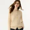 Nuevo cárdigan de punto de cachemira para otoño e invierno, color liso de moda, suave y cómodo, de un solo botón, cuello redondo, estilo simple para mujer