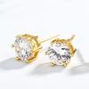 Aretes de circonita de seis garras plata esterlina S925 diamante simple moda temperamento estilo coreano aretes universales para damas Plata