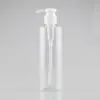 Garrafa PET plana de 300ml com bomba de cabeça redonda, embalagem cosmética, shampoo, loção corporal, frasco vazio separado