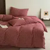 Juego de cuatro piezas de algodón puro teñido en hilo y lavado Clase A, funda nórdica de algodón puro a cuadros, juego de tres piezas para dormitorio de estudiante, 4 sábanas de cama