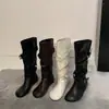 Botas Brancas Femininas Estilo 2026 Nova Outono Aumento de Altura Super Quente Extremamente Bonitas Botas Longas Cano Alto Botas de Equitação Versátil