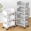 Estante de Almacenamiento de Escritorio Estante de Almacenamiento Multicapa para el Hogar con Ruedas Almacenamiento Estrecho Estantería de Libros Estante de Almacenamiento Lateral de Pared