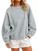 Sudadera con capucha holgada de color liso, versátil, cuello redondo, estilo nuevo para mujer, otoño e invierno, transfronteriza europea y americana, 2026