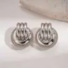 Pendientes Redondos Brillantes de Aguja Plateada Transfronterizos Europeos y Americanos Pendientes de Botón de Lujo Ligero de Gama Alta Pendientes para Mujer con Sentido de Diseño Nicho