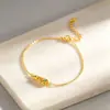 Prata Art Yuan Tong Ti Prata de Lei S925 Novo Estilo Chinês Método Antigo Dourado Ruyi Padrão de Grama Pulseira Feminina Peça Única Dropshipping