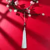 Guanshan Yue Nuevo Producto Estilo Chino Porcelana Azul y Blanca Borla de Perlas Ropa Infantil Falda de Cara de Caballo Accesorios Hanfu Cheongsam Solapa de Presión