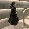 Vestido Camisa Blanco Francés Petite Nuevo Estilo Coreano Primavera y Otoño con Diseño Único, Manga Larga Línea A para Mujer
