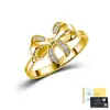 Anel de Prata Estilo Coreano Leve Luxo Laço S925 Moissanita Anel Feminino Anel de Pedido de Noivado Fonte Atacadista Fonte Transfronteiriça