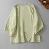 193.15kg Colores Tallas Grandes Mujer Estilo Europeo Cuello Redondo Mangas Murciélago Algodón Lino Camiseta Nuevo Estilo Holgado Adelgazante Manga Tres Cuartos Top
