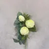 Decoração de Casamento Rosa de 3 Cabeças, Pose para Fotografia, Flor Artificial para Casa