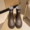 En nombre del cabello nuevas botas de lluvia para mujer de caña corta de goma para adultos, botas de agua antideslizantes, zapatos de agua de suela gruesa, botas de lluvia cortas y gruesas con forro polar para mujer