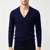 Nova coleção Outono/Inverno 2026: suéter masculino de malha jacquard, cardigã de malha casual com decote V estilo coreano