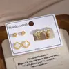 Pendientes de Tachuela de Trébol de Cuatro Hojas de Acero Inoxidable Rojo Dorado Más Vendidos Set de Tres Piezas para Mujer Redondo Incrustado de Diamante Joyería para Orejas Pequeña de Nicho con Acabado de Alta Gama