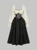 Vestido Feminino de Outono Estilo Coreano de Alta Qualidade, Estilo Solto e Relaxado com Design de Gola Quadrada, Vestido Elegante para Figuras Baixas