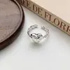 Anel Coração com Padrão de Escamas de Peixe Levemente Luxuoso e de Alta Qualidade para Mulheres, Moderno e Personalizado, Anel Aberto Exquisito de Camada Dupla, Anel de Dedo Indicador de Nicho