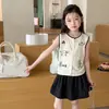 Colete Cardigan Tricotado Leve Respirável para Meninas Aimo Beibei com Mistura de Lã 6%, Jacquard Cartoon, Barra com Babados