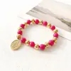 Nueva oferta especial pulsera de acero inoxidable con cuentas y colgante de cruz transfronteriza, alta calidad para mujer, cuenta redonda, acero de titanio, cordón elástico