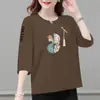 Comercio exterior transfronterizo ropa de maternidad, camiseta de manga tres cuartos para mujeres de mediana edad y mayores, holgada, casual, versátil, top camiseta básica