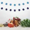 Guirnalda de copo de nieve navideño en azul y blanco, cadena colgante de copo de nieve tridimensional para boda, cumpleaños, hogar y decoración de Año Nuevo