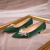 Sapatos de noiva estilosos estilo Xiuhe para mulheres, novo outono de 2026, verde, para vestido formal, sapatos de salto alto chineses para noiva