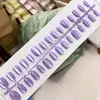 Uñas Postizas Combinadas Ojo de Gato Color Sólido Usables, Uñas de Manicura Color Sólido Blanqueadoras y de Alta Gama, Almendras Largas Removibles (30 piezas)