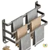 Estante para Toallas Gris Metalizado, Barra para Toallas de Baño Montada en la Pared Sin Taladro, Estante de Almacenamiento, Organizador de Baño