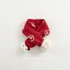 Cachecol Cruzado Vermelho de Ano Novo para Crianças Outono e Inverno Cachecol com Pompons de Pelo para Meninos e Meninas Cachecol de Tricô à Prova de Vento e Quente para Bebês